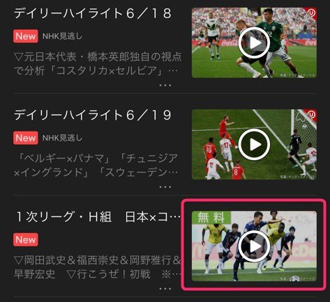 試合を見逃し配信