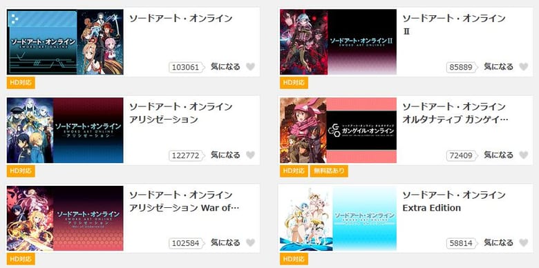 SAOの動画配信